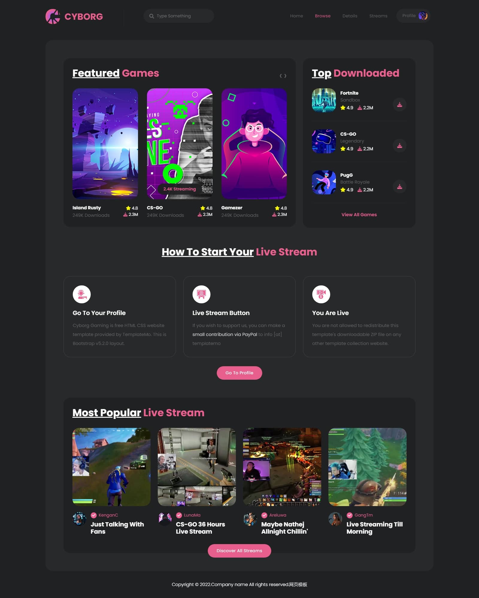 D1215 【HTML5模板】热门游戏体验宣传网站源码-浪漫源码网